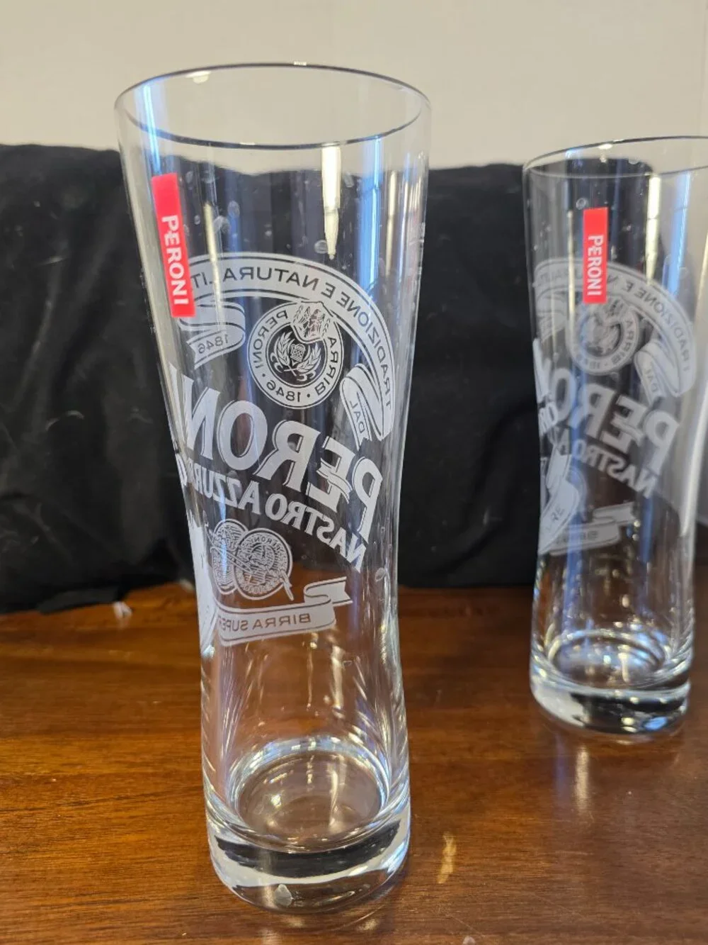 Peroni Nastro Azzurro Etched Beer Glasses set of 6